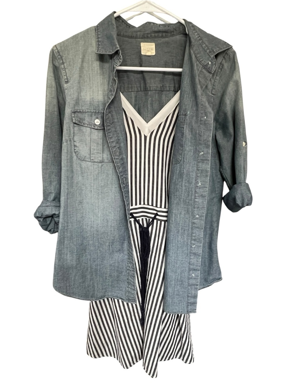 Love Riche Navy and White Striped V-Neck Dress - Picture 4 of 4